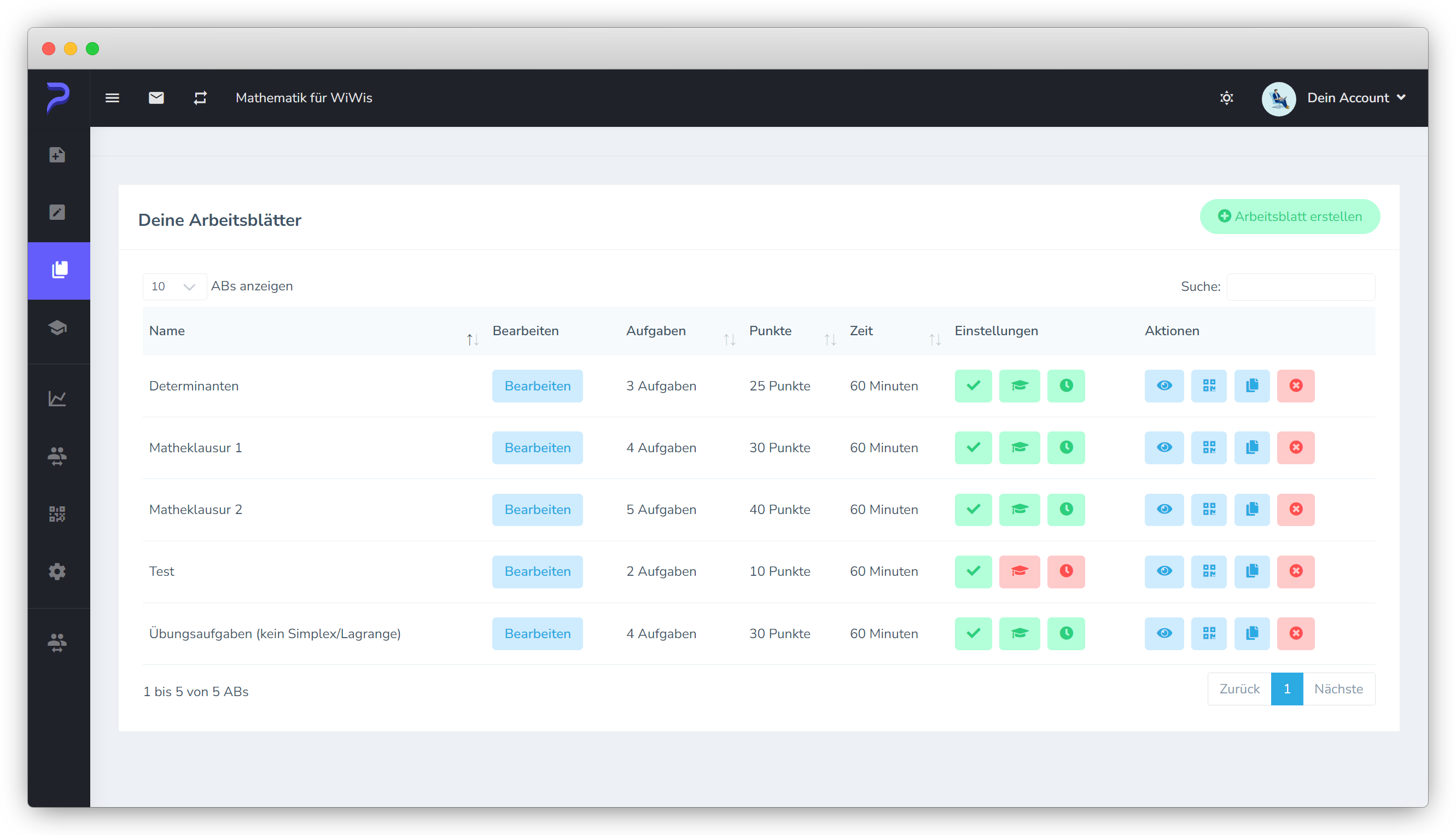 Pexam Dashboard